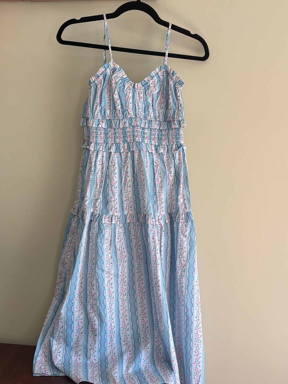 67.) NWT / Monteau - Smocked Sundress - Light Blue Floral -  Cottagecore